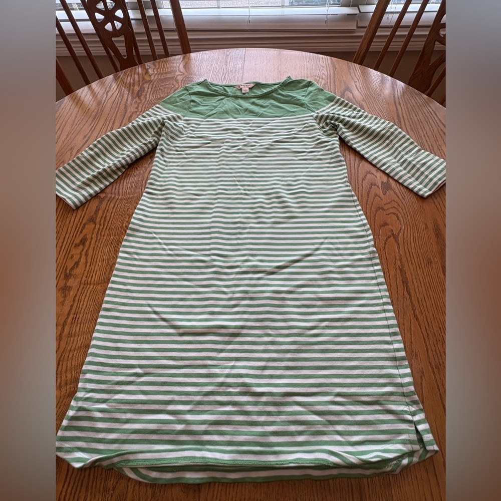 Brooks Brothers Red Fleece Mariner Stripe Dress Green Cotton Preppy Size S